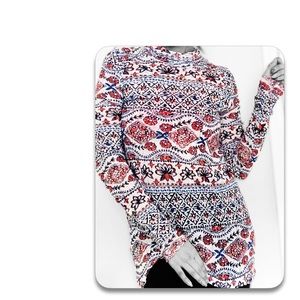 Multicolor Long Sleeve Turtle Neck Casual Knit Tee